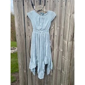 Joyfolie Briley Dress Sky Blue Lace Back Handkerchief Hem Kids Size 7 NWT